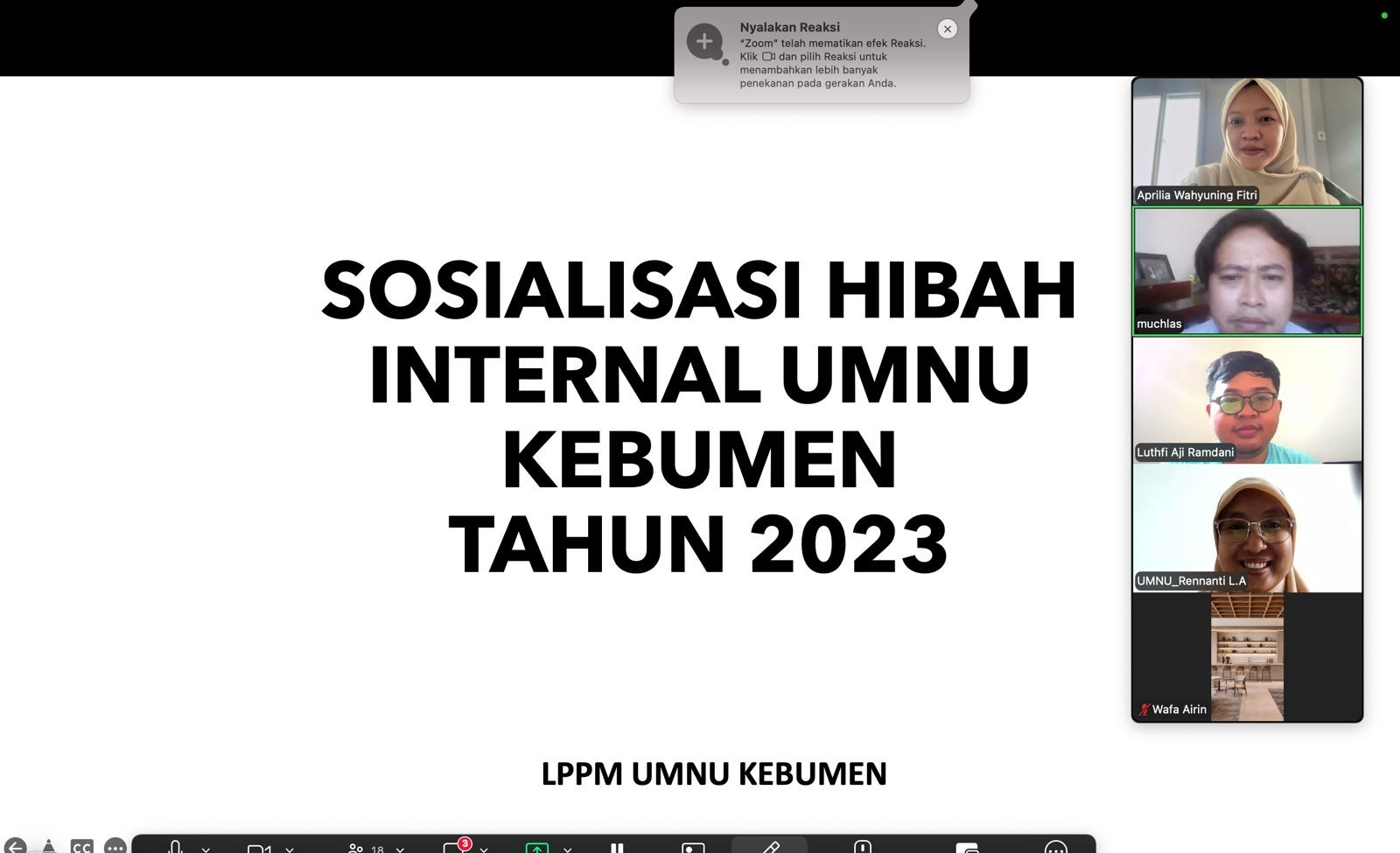 Dorong Produktivitas Akademisi, UMNU Kebumen Gelar Sosialisasi Hibah Internal Penelitian dan Pengabdian 2023